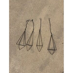 Uxcell 4 Pack Geometric Hanging Air Plant Holders Black Metal Himmeli Decor